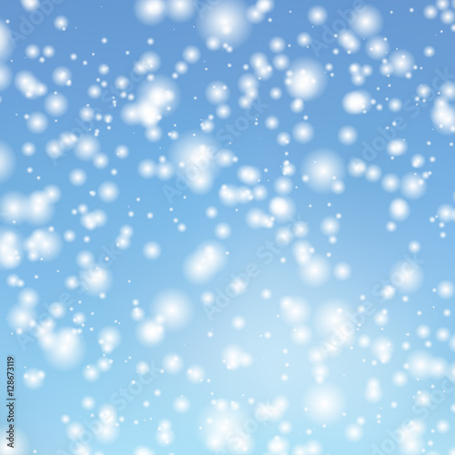 Vector background with the image falling snow in the sky