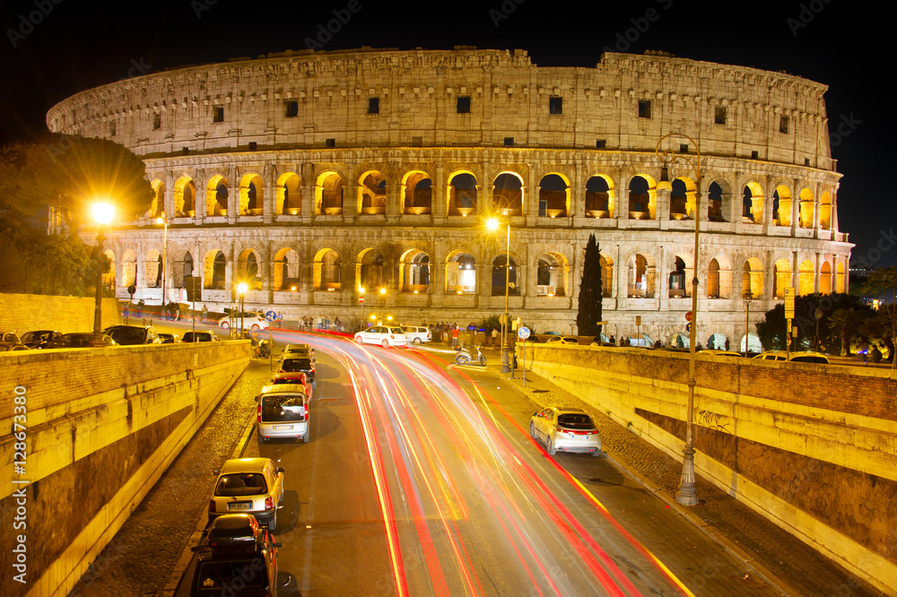 Night view of Colosseum, Rome