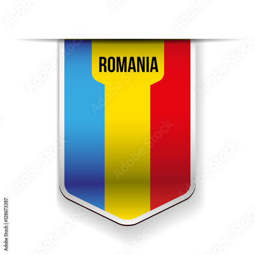 Romania flag ribbon vector photo