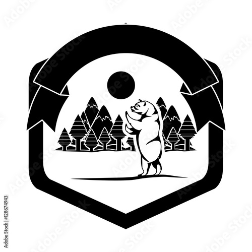 Bear and forest icon. Animal wild nature wildlife and character theme. Isolated design. Vector illustration photo