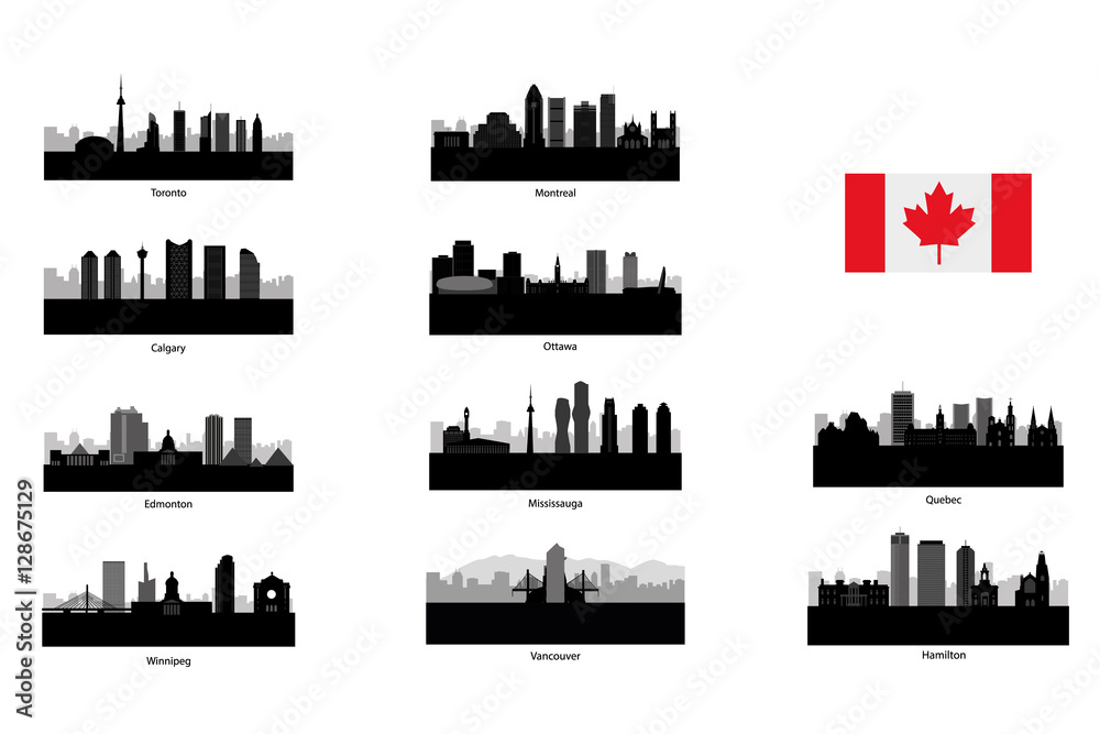 Obraz premium City skyline set. Canada. Vector silhouette illustration.