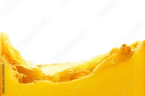 Fototapeta Orange juice splash isolated on white background