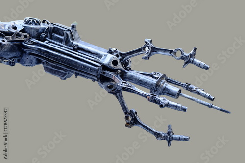 Tablou pe pânză Left arm of a robot made from car parts and spares