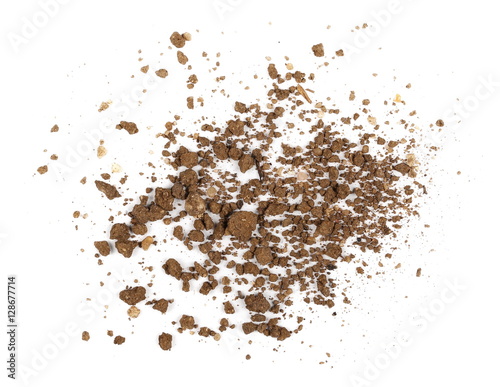 pile dry soil isolated on white background