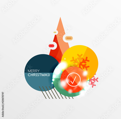 Round Christmas sale stickers with winter holiday elements
