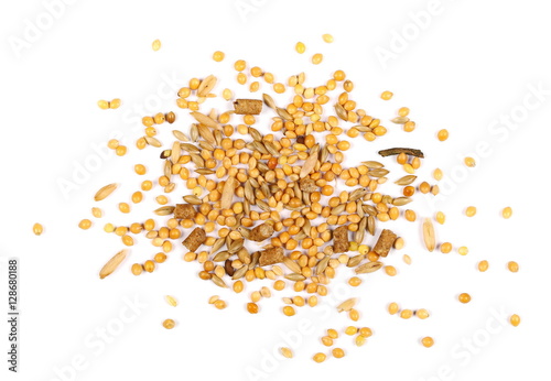 mixed bird seed isolated on white