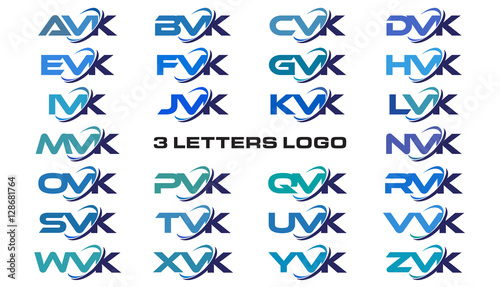 3 letters modern generic swoosh logo AVK, BVK, CVK, DVK, EVK, FVK, GVK, HVK, IVK, JVK, KVK, LVK, MVK, NVK, OVK, PVK, QVK, RVK, SVK, TVK, UVK, VVK, WVK, XVK, YVK, ZVK