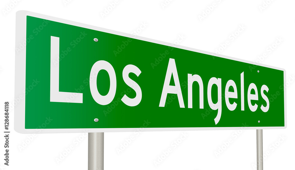 A 3d rendering of a highway sign for Los Angeles, California A 3d rendering of a highway sign for Los Angeles, California