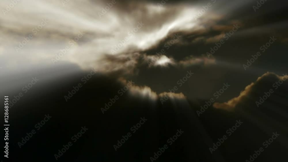 sun beams trough clouds. time lapse.