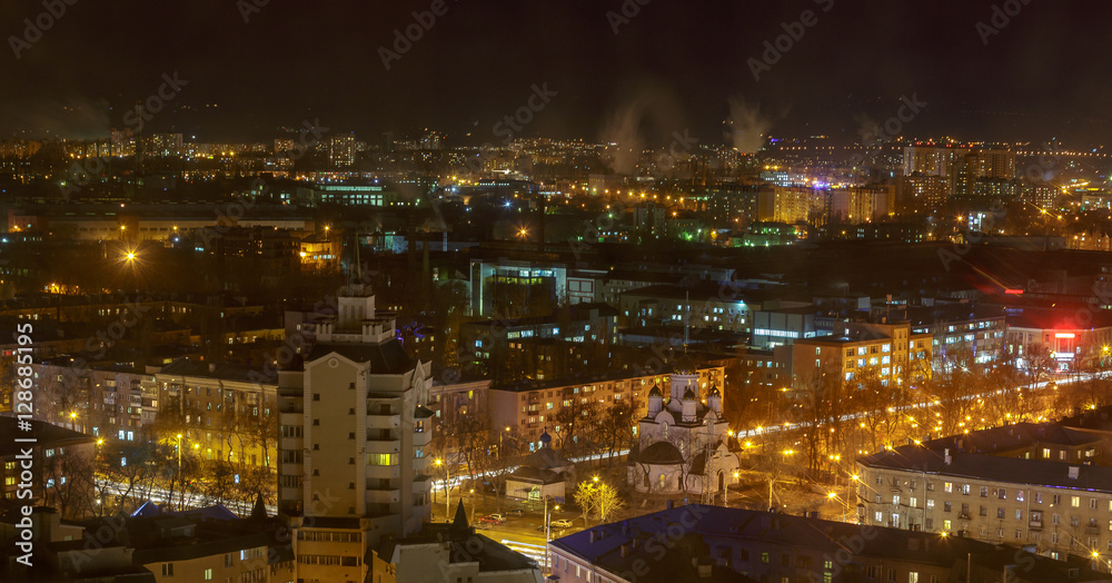 dramatic view of night city. free copyspace. panoramic view