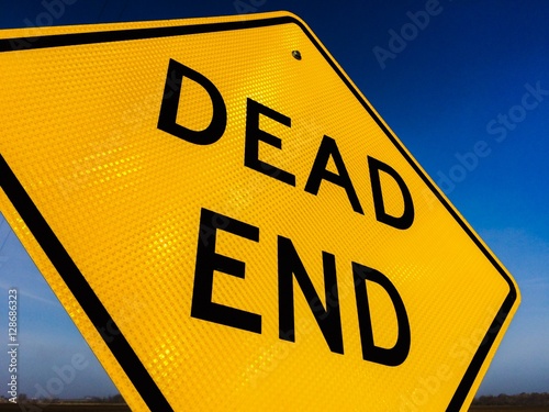 Dead end traffic sign with blue sky in the background  photo