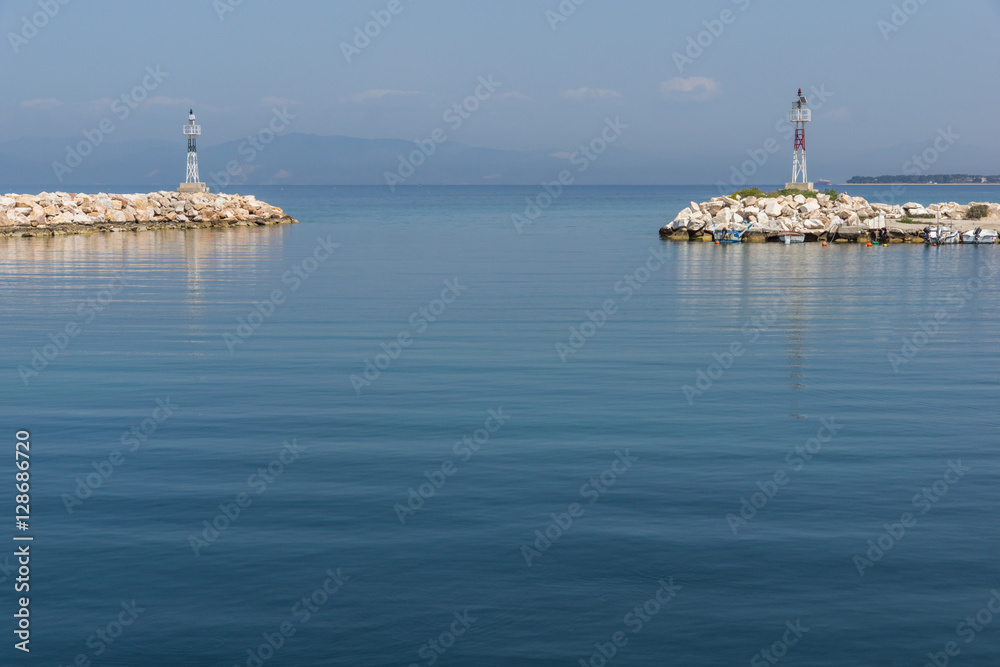 Panorama of Port of Skala Sotiros, Thassos island, East Macedonia and Thrace, Greece  