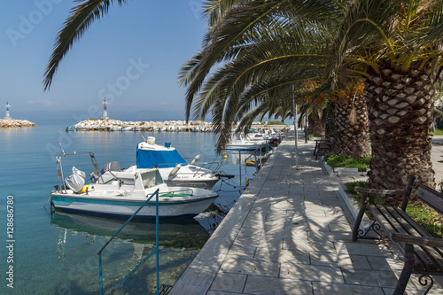 Amazing Panorama with Port of Skala Sotiros, Thassos island, East Macedonia and Thrace, Greece 