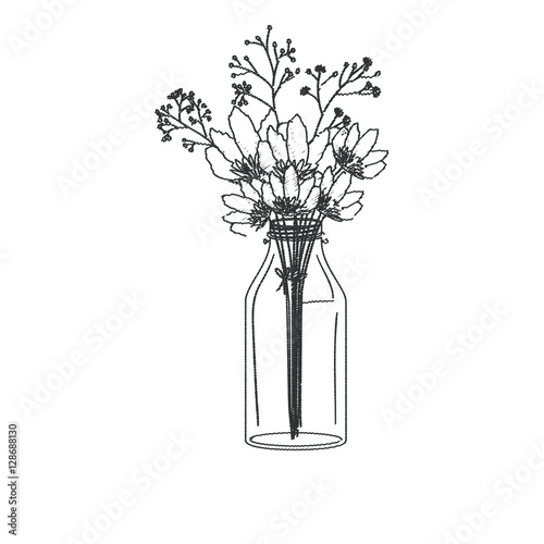 Flowers inside mason jar icon. Decoration floral nature and plant theme. Isolated design. Vector illustration