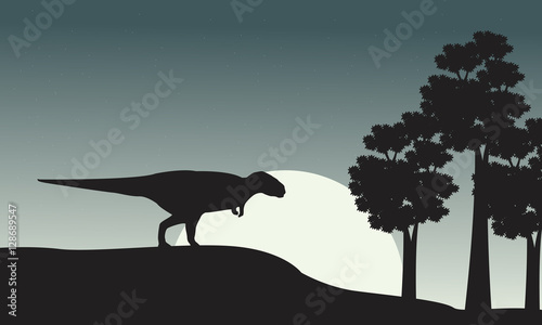 Silhouette of mapusaurus on the park