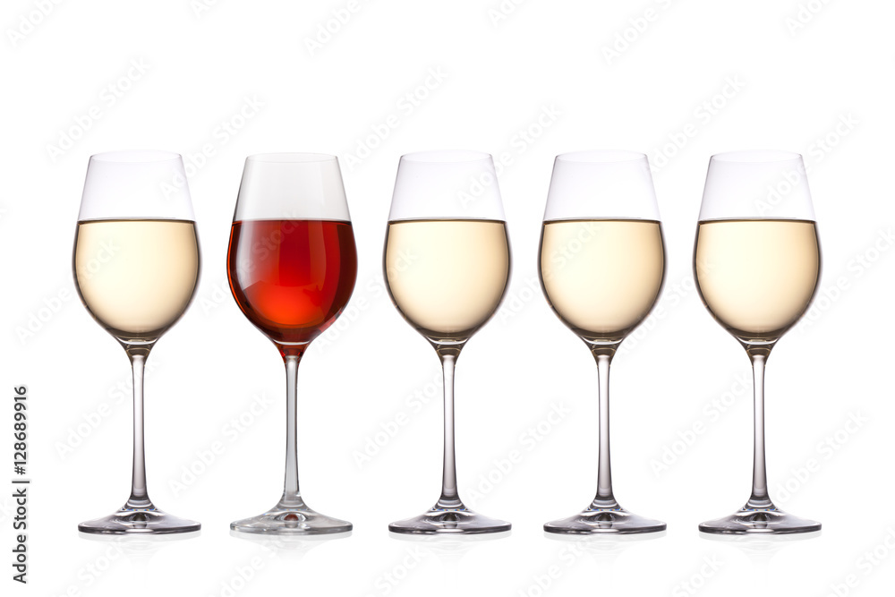 Glasses of wine isolated on white background