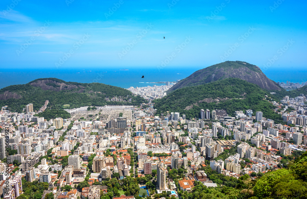 View on Zona Sul - Botafogo, Humaita, Copacabana from Mirante Dona Marta at the National Park of Tijuca, Rio de Janeiro, Brazil