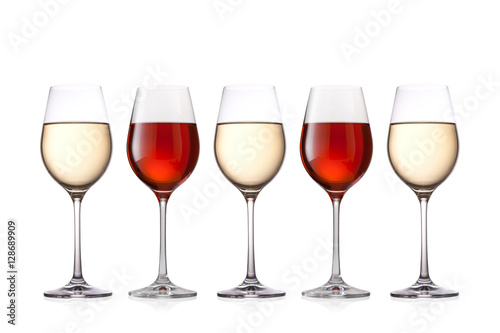 Glasses of wine isolated on white background