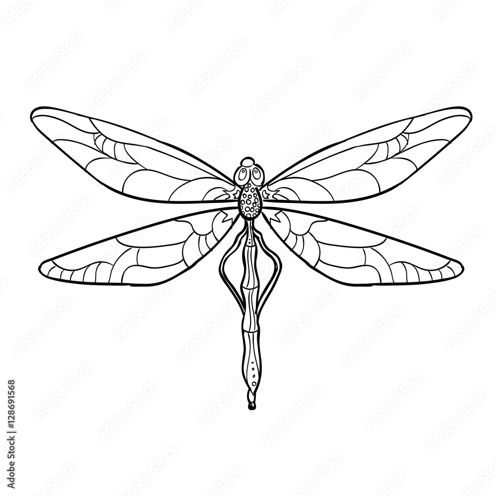 Elegant dragonfly silhouette at white background. Vector illustration. Elegant dragonfly silhouette at white background. Vector illustration.