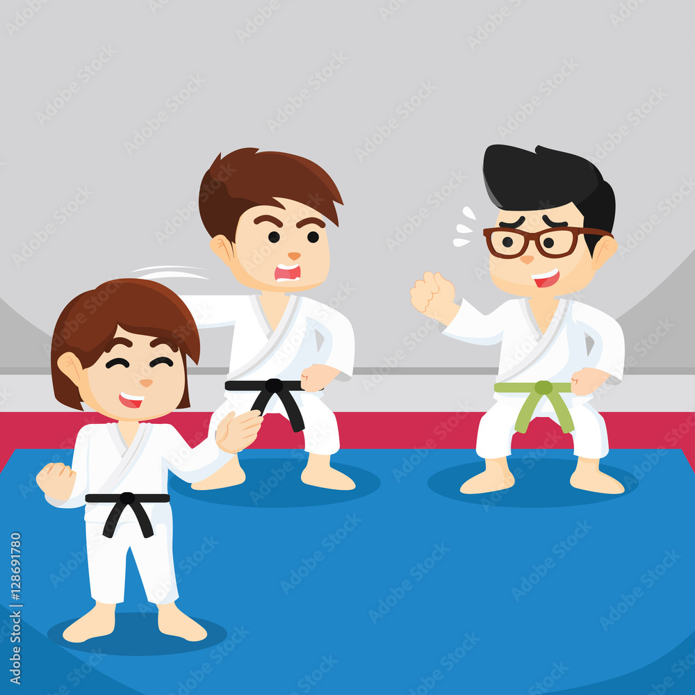 boy learning karate illustration design