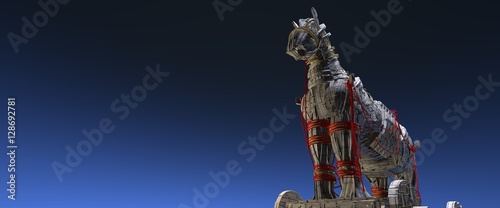 Trojan Horse on Blue Gradient photo