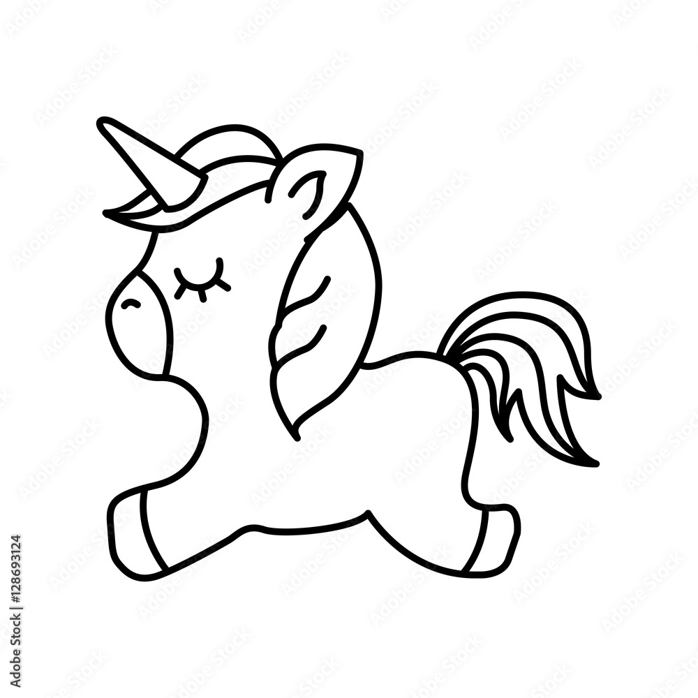 Cute fantasy unicorn icon vector illustration design