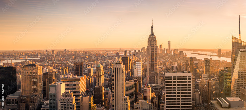 Fototapeta Panoramę Nowego Jorku panoramę o zachodzie słońca