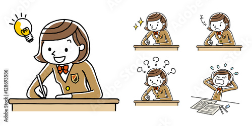 勉強する女子学生

