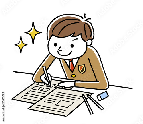 勉強する男子学生
