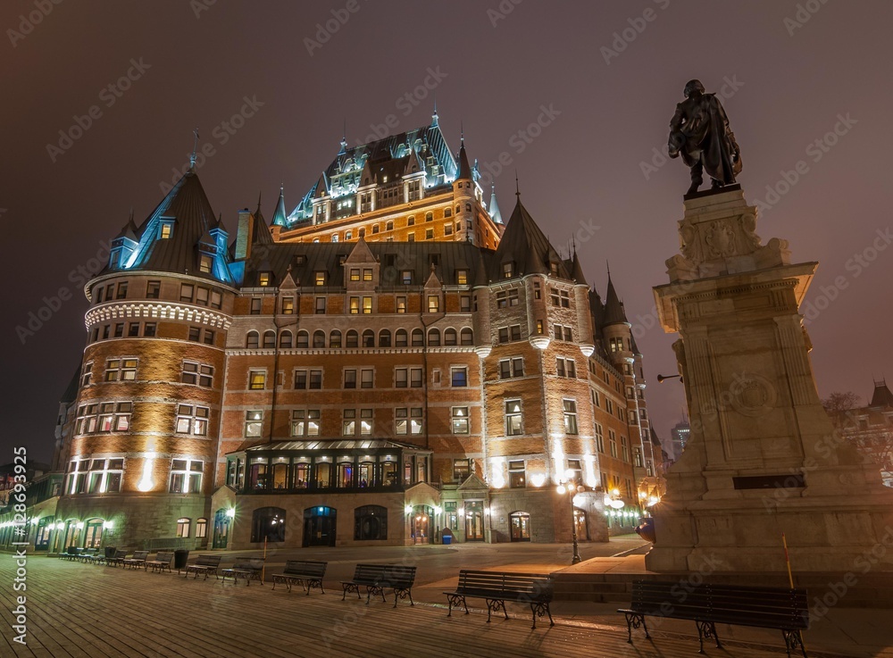Chateau Frontenac at night, Quebec city, Canada.