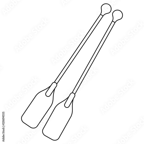outline oar crossed boat tool vector illustration eps 10