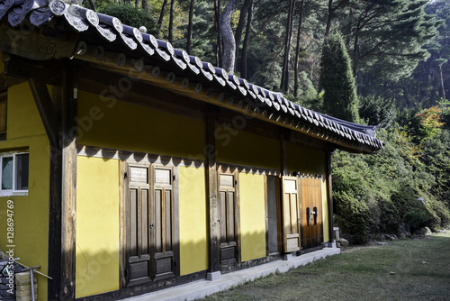 Pagyesa Korean temple historic building in mountains photo