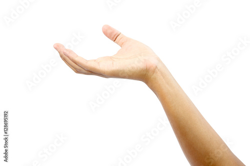 Empty man's hand sign isolated with clipping path.