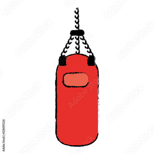 drawing red punching bag training gym icon vector illustration eps 10
