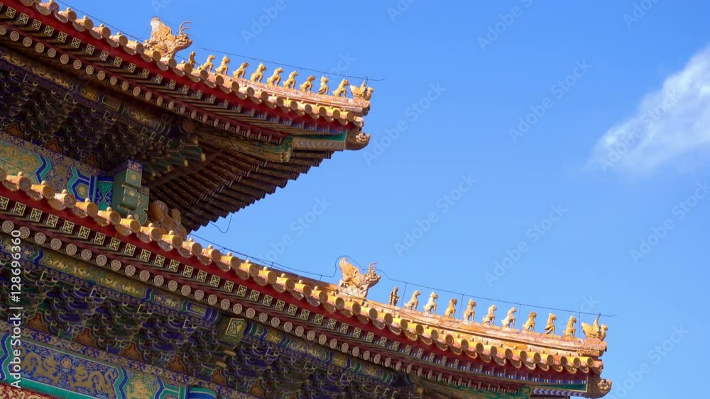 the eaves of forbidden city on the hall of supreme harmony, the highest level of ancient architectural style in China. the eaves of forbidden city on the hall of supreme harmony, the highest level of ancient architectural style in China.