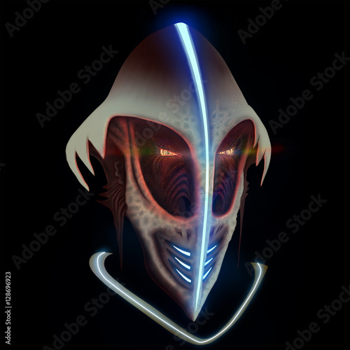   Сохранить Скачать изображение для предпросмотра Extraterrestrial - a monster in the style of Starcraft, blue illumination