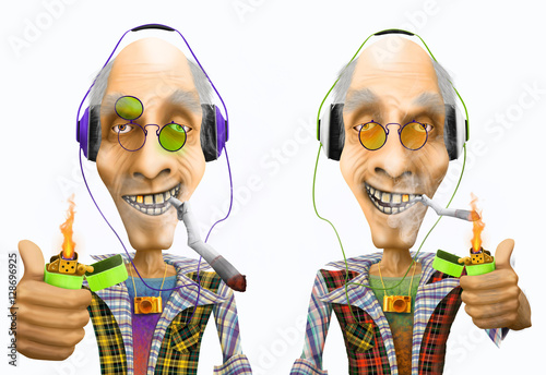 Character fashion grandfather - old, fashion, twin brothers