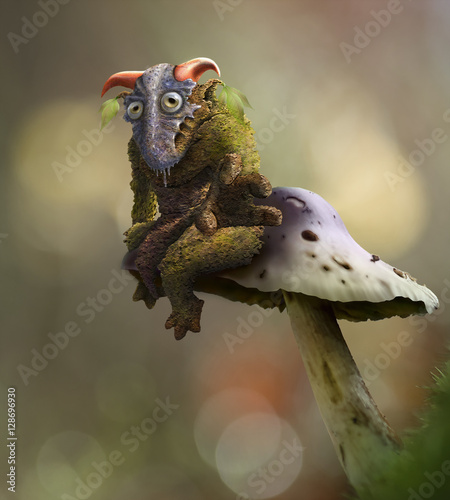 wood goblin - mushrooms keeper, macro creatures fantasy