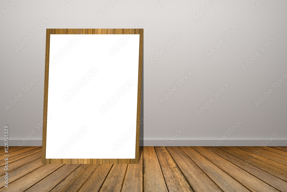 white poster in empty room.space for your text and picture.product display template.Business presentation.clipping path include.white wall and wooden floor white poster in empty room.space for your text and picture.product display template.Business presentation.clipping path include.white wall and wooden floor