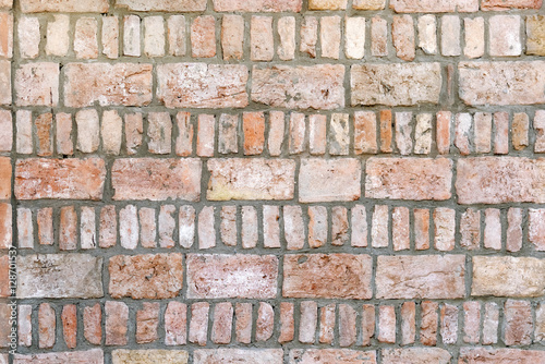 Wall of red bricks, background, texture