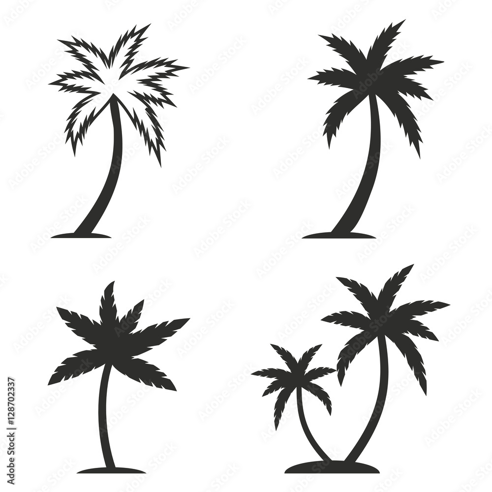 Fototapeta premium Palm tree icon set.