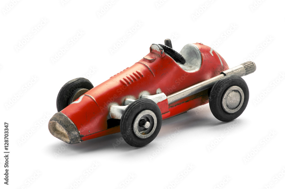 Vintage red toy racing car