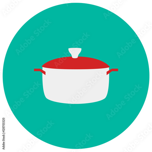 Pot cute icon in trendy flat style isolated on color background. Kitchenware symbol for your design, logo, UI. Vector illustration, EPS10.