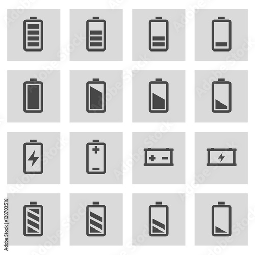 Vector line battery icons set