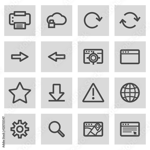 Vector line browser icons set