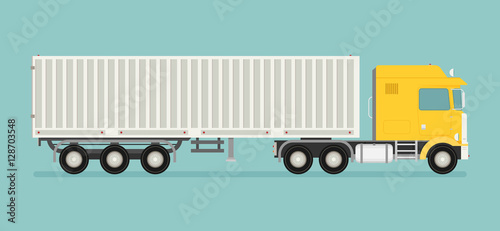Big semi truck. Vector flat trendy illustration.