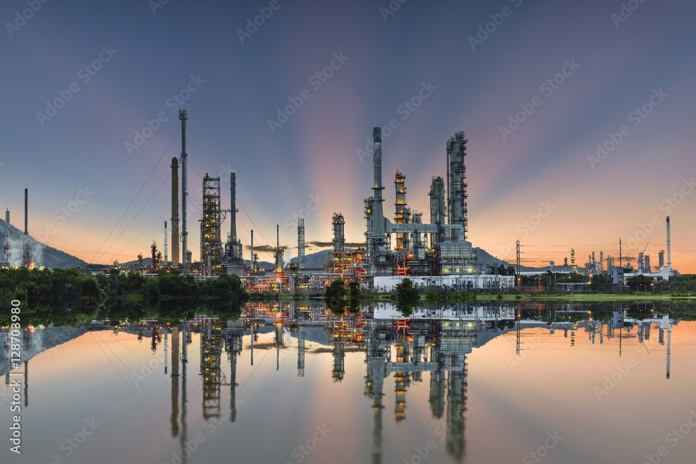 Oil refinery industry at morning skyline