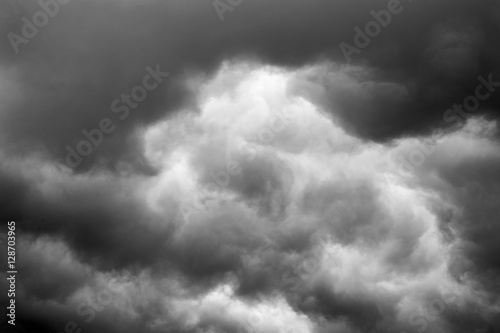Sky with clouds black and white
