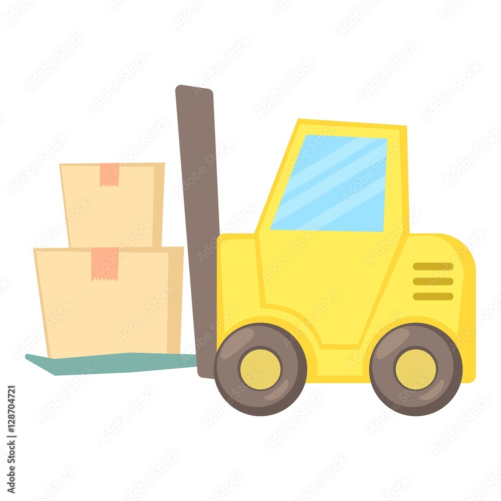 Forklift icon. Cartoon illustration of forklift vector icon for web Forklift icon. Cartoon illustration of forklift vector icon for web