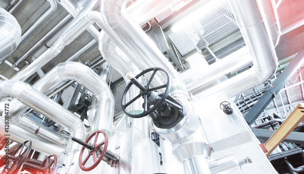 Industrial zone, Steel pipelines, valves and cables